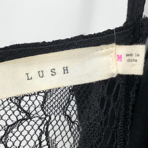Lush Little Black Dress - cami strap mini dress w/ lace cutouts and trims M - Picture 10 of 14
